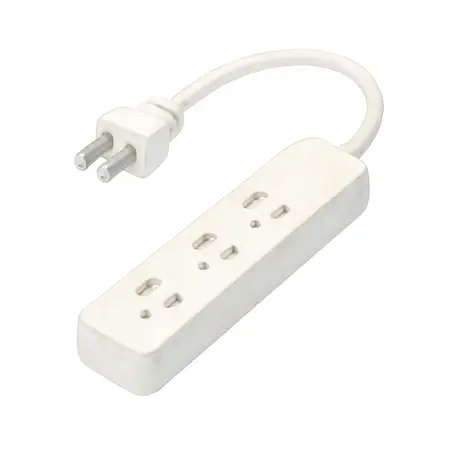 Water color illustrative image of a generic 6 ft. x 16/3 Gauge 3 Outlet Flat Plug Indoor Power Strip, White