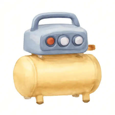Water color illustrative image of a generic 6 gallon 175 PSI   High Performance Hand Carry Jobsite Air Compressor