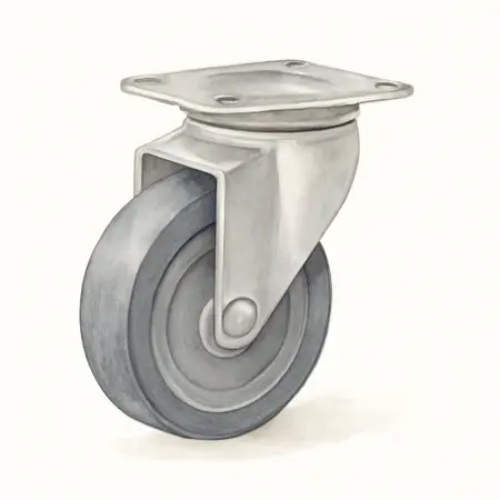 Water color illustrative image of a generic 6 in. Rubber Swivel Caster
