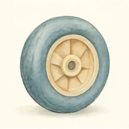 Water color illustrative image of a generic 6 in. Semi-Solid Tire with Polypropylene Hub