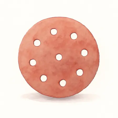 Water color illustrative image of a generic 6 in. 180 Grit Hook and Loop Multihole Pattern Sanding Disc with Ceramic Alumina Grain, 5 Pack