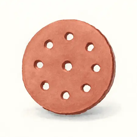 Water color illustrative image of a generic 6 in. 80 Grit Hook and Loop Multihole Pattern Sanding Disc with Ceramic Alumina Grain, 5 Pack