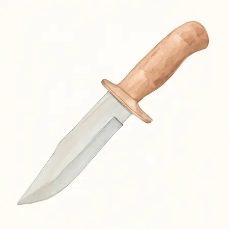 Water color illustrative image of a generic 6 in. Bowie Knife