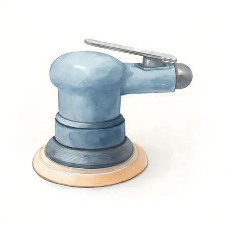 Water color illustrative image of a generic 6 in. Dual-Action Air Sander