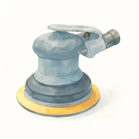 Water color illustrative image of a generic 6 in. Random Orbit Air Sander