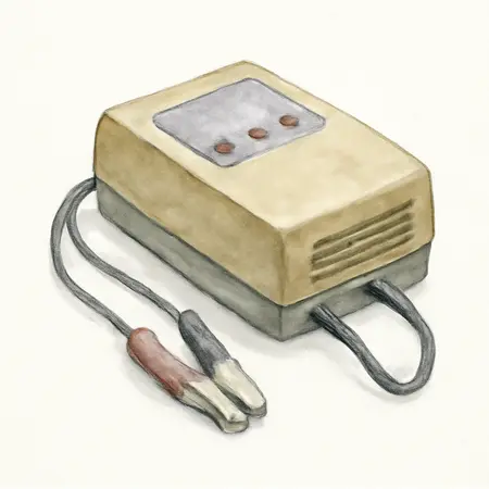 Water color illustrative image of a generic 6V/12V 2 Amp 3-Stage Microprocessor Controlled Automatic Battery Charger