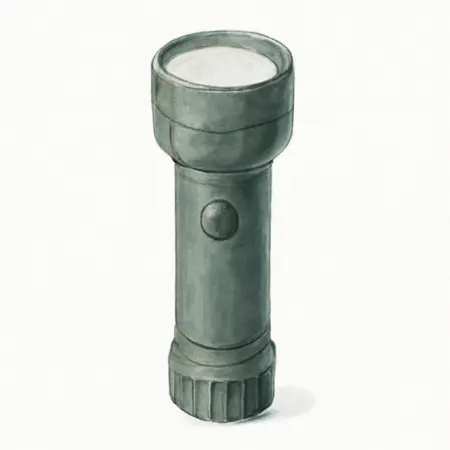 Water color illustrative image of a generic 7000 Lumen Rechargeable Waterproof LED Flashlight with Battery Bank