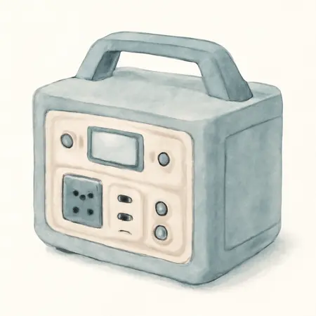 Water color illustrative image of a generic 1200 Watt Power Station, 1060 Wh Capacity