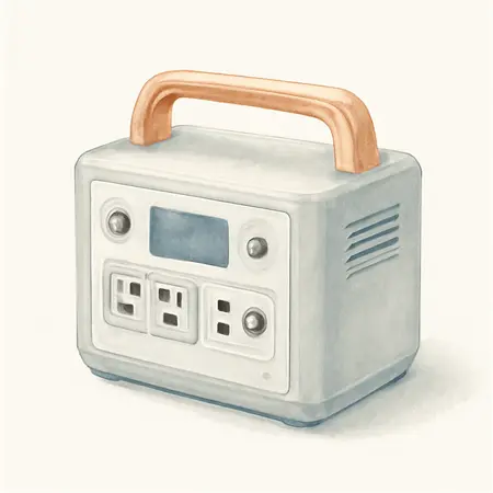 Water color illustrative image of a generic 2000 Power Station, 2000 Running Watts, 1545 Wh Capacity