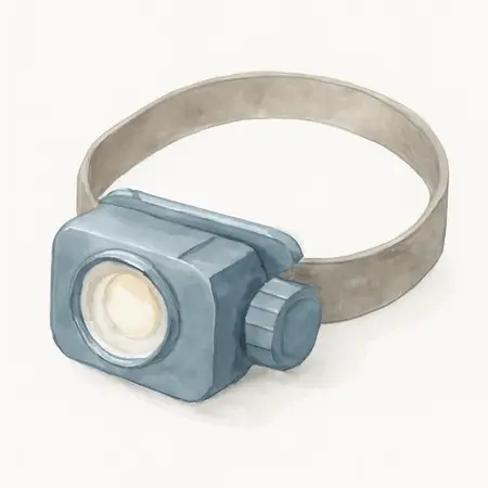 Water color illustrative image of a generic 700 Lumen Adjustable Rechargeable LED Headlamp