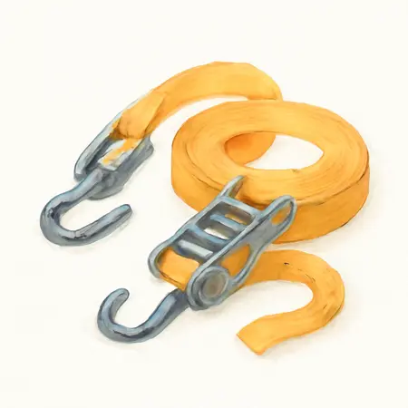 Water color illustrative image of a generic 700 lb. Capacity 1-1/4 in. x 16 ft. Ratcheting Tie Downs, 2 Pack