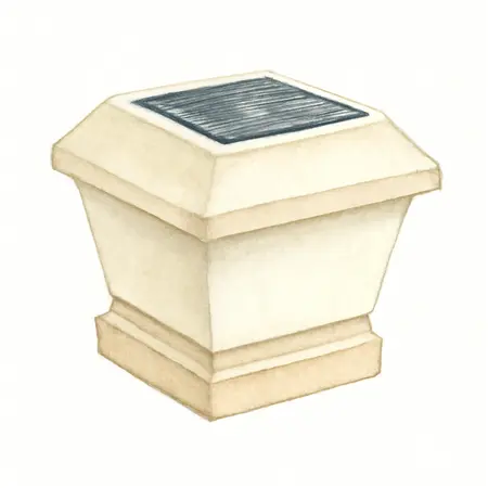 Water color illustrative image of a generic LUMINAR OUTDOOR LED Solar Post Cap Lights, 2-Pack