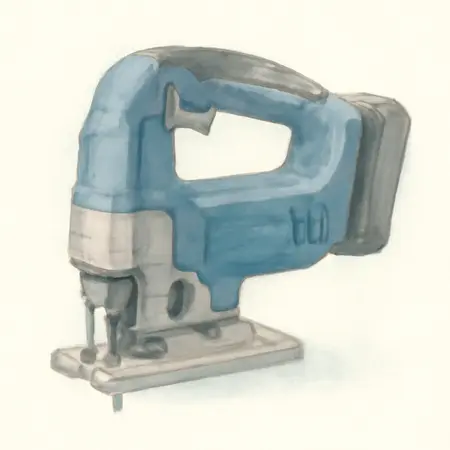 Water color illustrative image of a generic 20V Brushless Cordless Variable-Speed Jig Saw - Tool Only