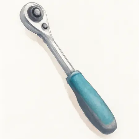 Water color illustrative image of a generic G2 1/4 in. Drive, 9 in. Long Locking Flex Ratchet with Comfort Grip