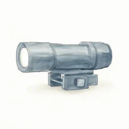 Water color illustrative image of a generic 1000 Lumen Tactical Rail Mount LED Light