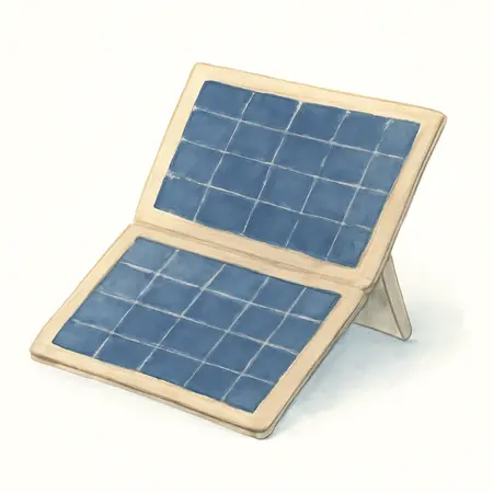 Water color illustrative image of a generic 100 Watt Super-Lightweight Foldable Solar Panel