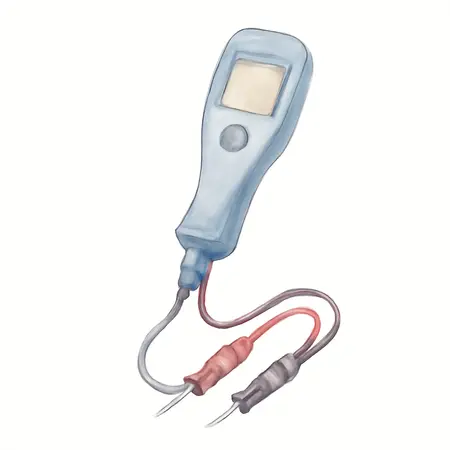 Water color illustrative image of a generic Professional Digital Display Circuit Light Tester with Interchangeable Shanks