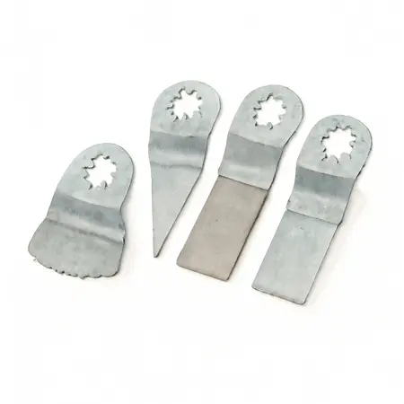 Water color illustrative image of a generic Multimaterial Oscillating Multi-Tool Blade Set, 4-Piece