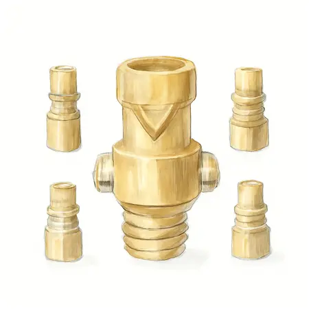 Water color illustrative image of a generic High-Flow V-Style Steel Coupler Connector Kit, 7-Piece