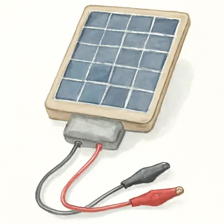 Water color illustrative image of a generic 10 Watt Solar Trickle Charger