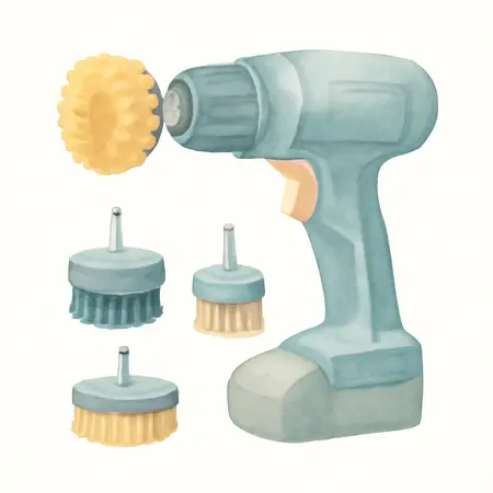 Water color illustrative image of a generic Power Drill Brush Detailing Kit, 5-Piece