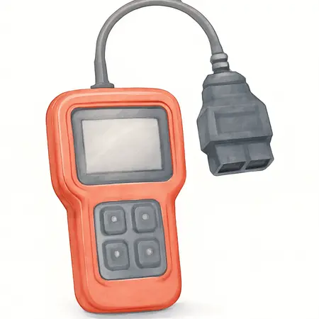 Water color illustrative image of a generic Advanced 4.3 in. Screen OBD2 Code Reader
