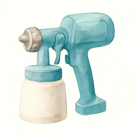 Water color illustrative image of a generic High-Performance Handheld HVLP Paint and Stain Sprayer