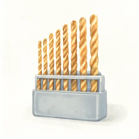 Water color illustrative image of a generic Titanium High-Speed Steel Drill Bit Set, 14-Piece