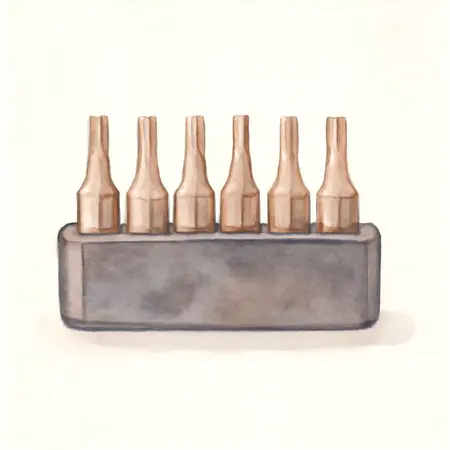 Water color illustrative image of a generic T25 Impact-Rated Steel 1 in. and 2 in. Star Bit Set, 8-Piece