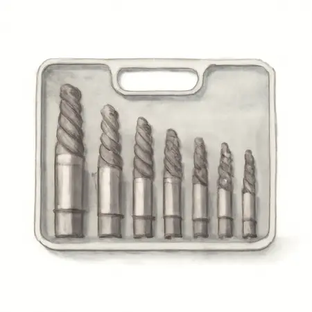 Water color illustrative image of a generic Nut and Bolt Extractor Set, 9-Piece