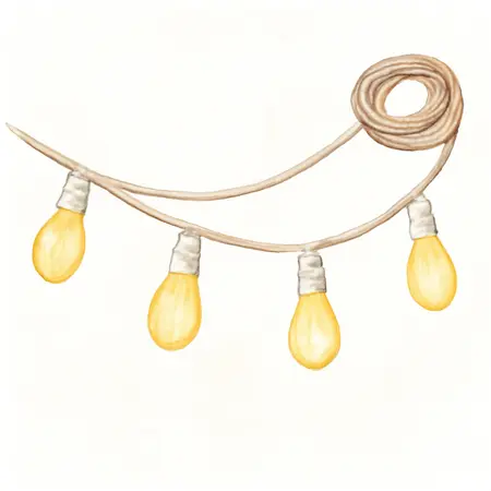 Water color illustrative image of a generic 24 ft. LED Outdoor String Lights, White