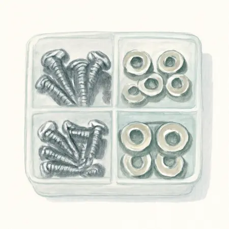 Water color illustrative image of a generic 70 Piece Stainless Steel Machine Screw Kit