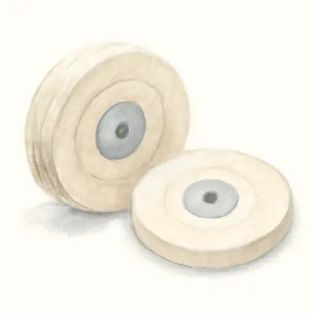 Water color illustrative image of a generic 8 in. Spiral and Loose Cotton Buffing Wheels, 2-Piece