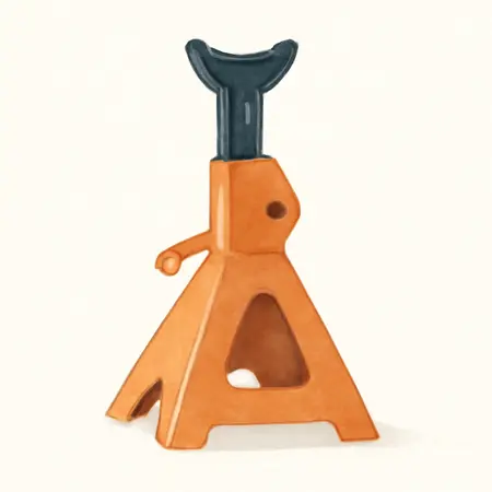 Water color illustrative image of a generic 3 Ton Heavy Duty Ratcheting Jack Stands, Metallic Orange