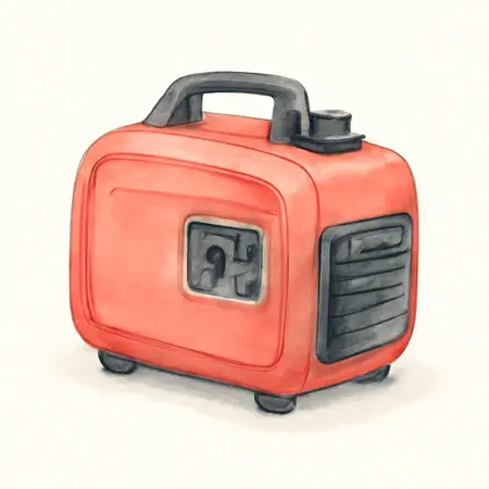 Water color illustrative image of a generic 2500 Watt SUPER QUIET Inverter Generator with CO SECURE Technology, EPA