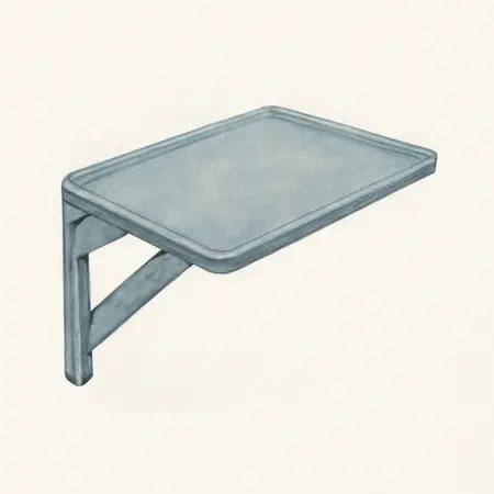 Water color illustrative image of a generic Folding Side Tray for 4 Drawer Tech Cart, Slate Gray