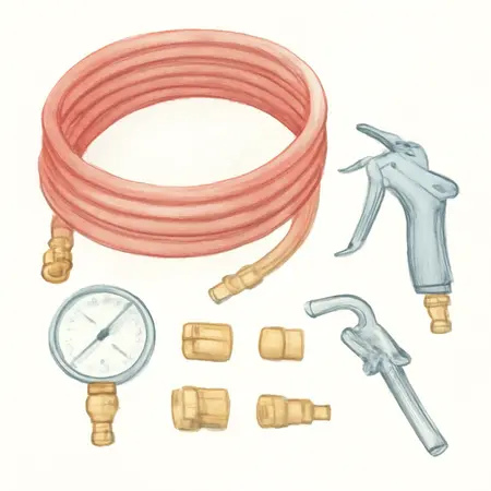 Water color illustrative image of a generic Heavy Duty Air Compressor Accessory Kit, 20-Piece