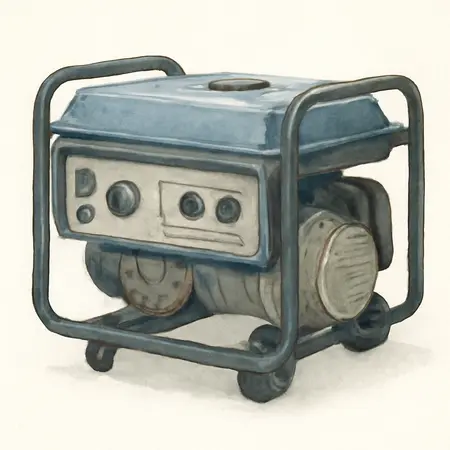 Water color illustrative image of a generic 13,000 Watt Tri-Fuel Portable Generator with Remote Start and CO SECURE Technology, CARB