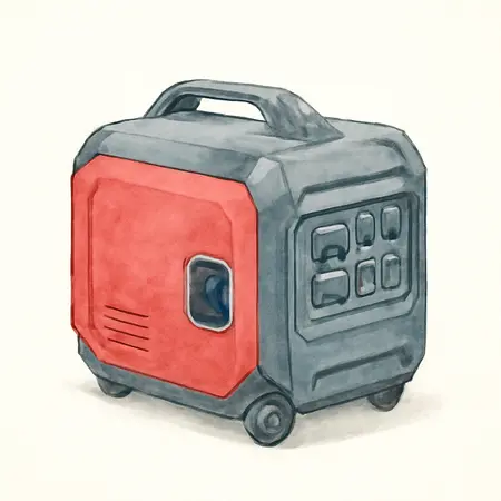 Water color illustrative image of a generic 5000 Watt Dual-Fuel SUPER QUIET Inverter Generator with Remote Start and CO SECURE Technology, CARB