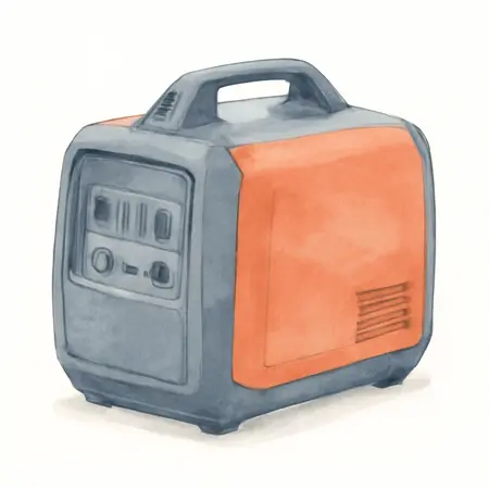 Water color illustrative image of a generic 9500 Watt SUPER QUIET Inverter Generator with CO SECURE Technology, CARB