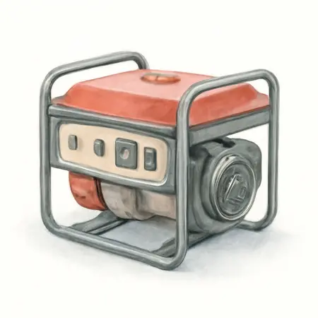 Water color illustrative image of a generic 1800 Watt Gas-Powered Portable Generator with CO SECURE Technology, CARB