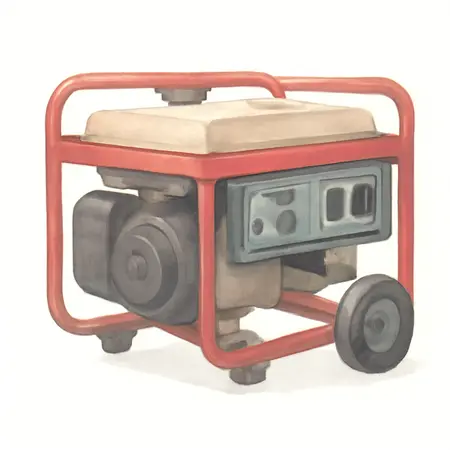 Water color illustrative image of a generic 6500 Watt Gas-Powered Portable Generator with CO SECURE Technology, CARB