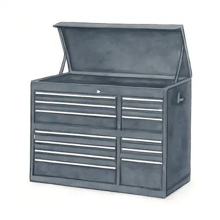 Water color illustrative image of a generic 72 in. x 22 in. Triple Bank Top Chest, Series 3, Black