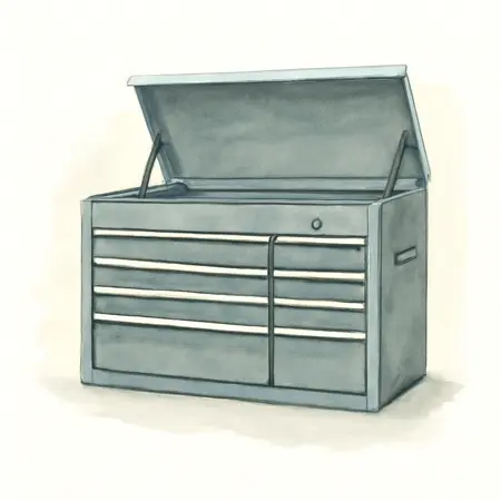 Water color illustrative image of a generic 72 in. x 22 in. Triple Bank Top Chest, Series 3, Slate Gray
