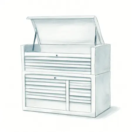 Water color illustrative image of a generic 72 in. x 22 in. Triple Bank Top Chest, Series 3, White