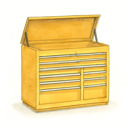Water color illustrative image of a generic 72 in. x 22 in. Triple Bank Top Chest, Series 3, Yellow