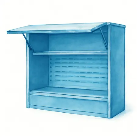 Water color illustrative image of a generic U.S. GENERAL 72 in. x 22 in. Work Center Hutch, Series 3 Blue