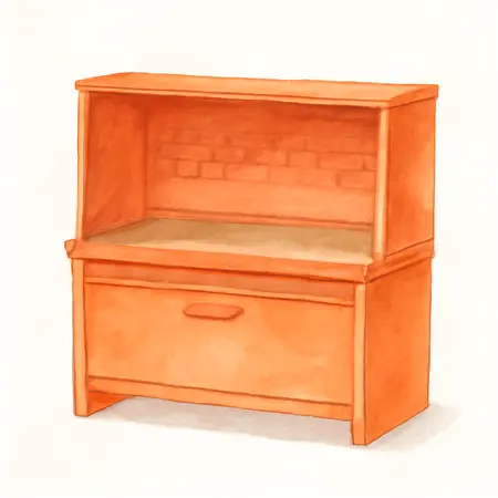 Water color illustrative image of a generic U.S. GENERAL 72 in. x 22 in. Work Center Hutch, Series 3 Orange