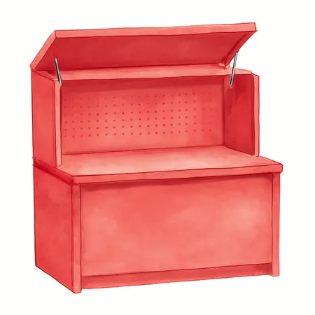 Water color illustrative image of a generic U.S. GENERAL 72 in. x 22 in. Work Center Hutch, Series 3 Red