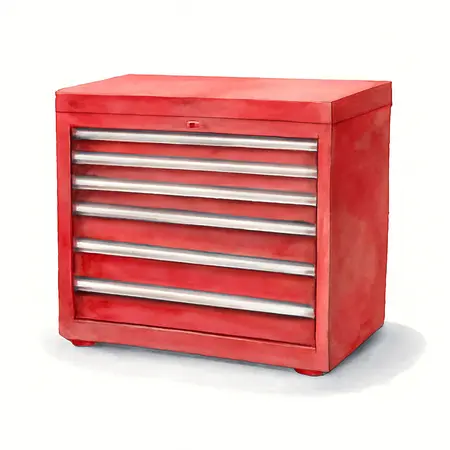 Water color illustrative image of a generic 73 in. Professional Top Chest, Red